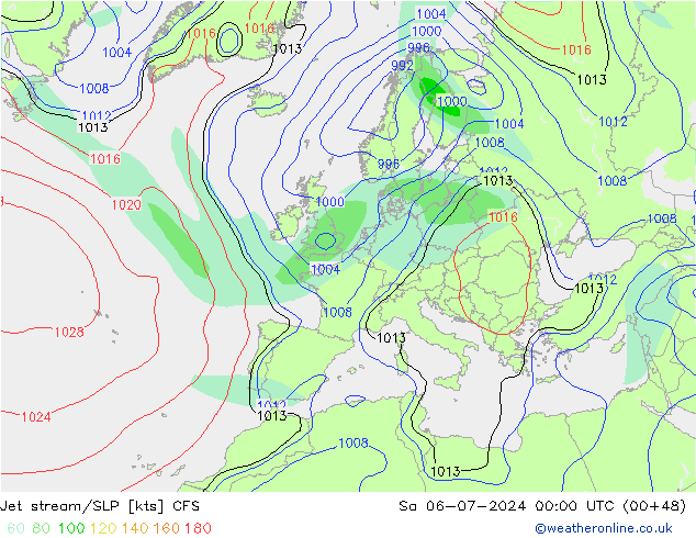 高速氣流/地面气压 CFS 星期六 06.07.2024 00 UTC