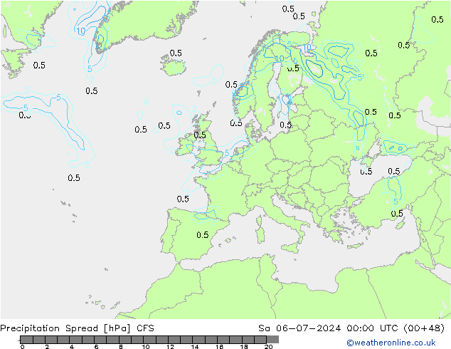Neerslag Spread CFS za 06.07.2024 00 UTC