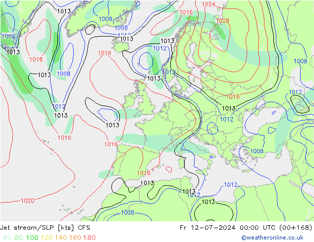 高速氣流/地面气压 CFS 星期五 12.07.2024 00 UTC