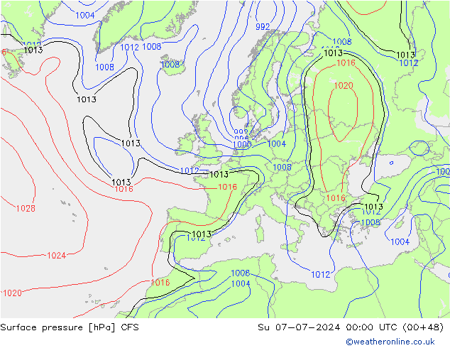 地面气压 CFS 星期日 07.07.2024 00 UTC