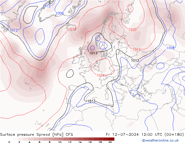 地面气压 Spread CFS 星期五 12.07.2024 12 UTC