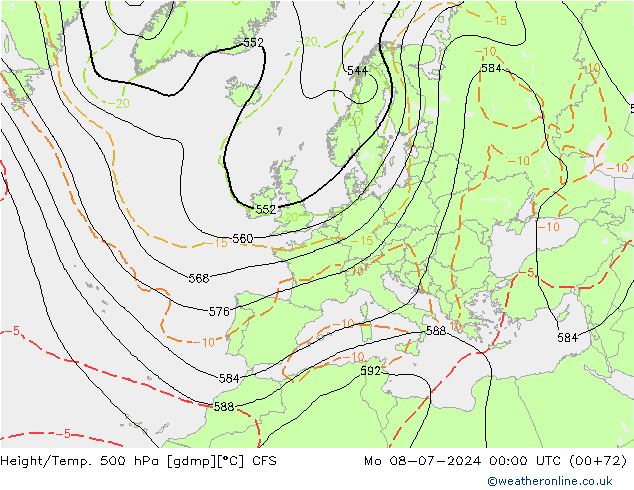 Hoogte/Temp. 500 hPa CFS ma 08.07.2024 00 UTC