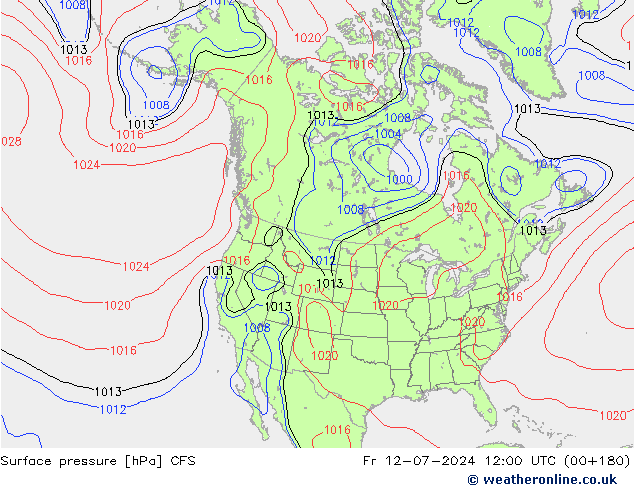 地面气压 CFS 星期五 12.07.2024 12 UTC