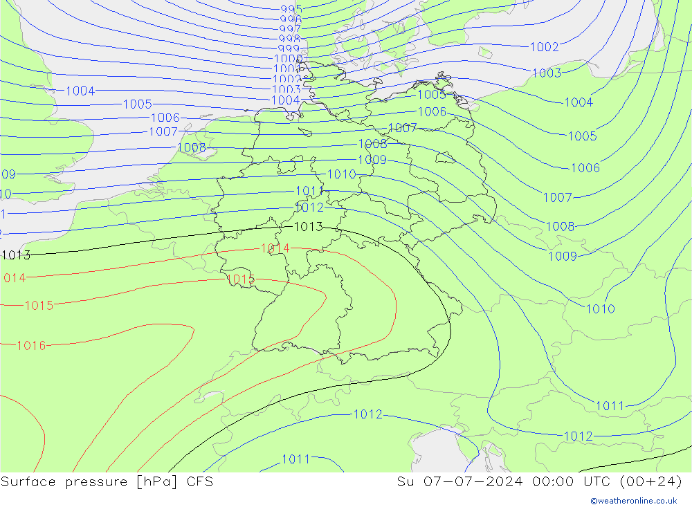 地面气压 CFS 星期日 07.07.2024 00 UTC