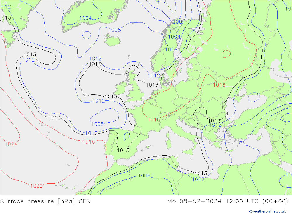 Luchtdruk (Grond) CFS ma 08.07.2024 12 UTC