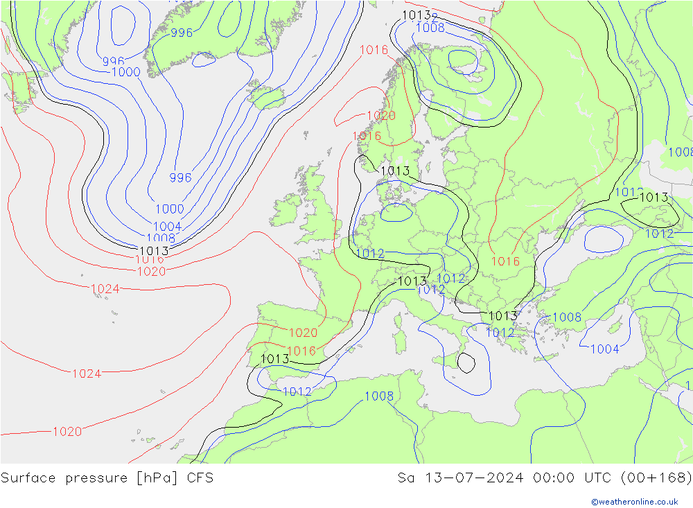 地面气压 CFS 星期六 13.07.2024 00 UTC