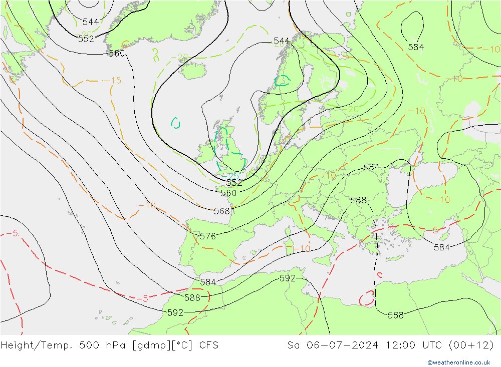 Hoogte/Temp. 500 hPa CFS za 06.07.2024 12 UTC