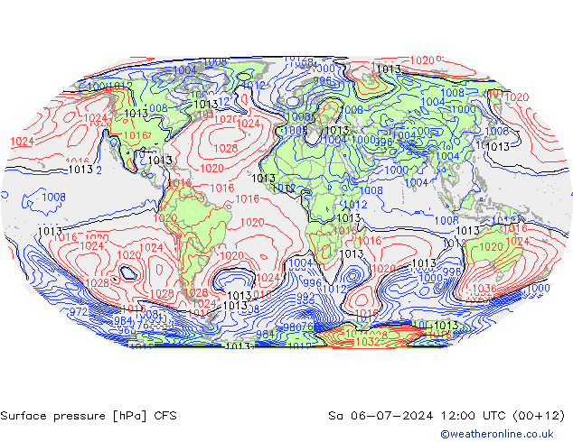地面气压 CFS 星期六 06.07.2024 12 UTC