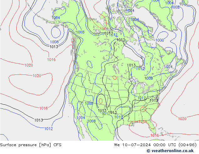 地面气压 CFS 星期三 10.07.2024 00 UTC
