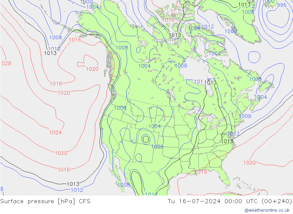 地面气压 CFS 星期二 16.07.2024 00 UTC