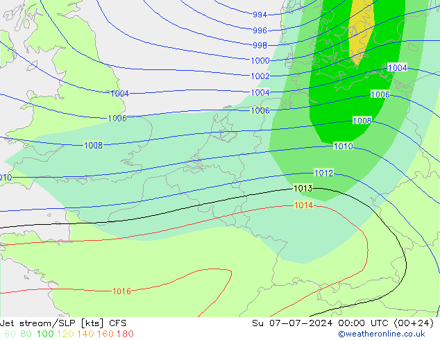 高速氣流/地面气压 CFS 星期日 07.07.2024 00 UTC