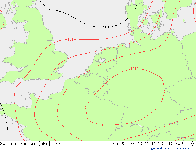 Luchtdruk (Grond) CFS ma 08.07.2024 12 UTC