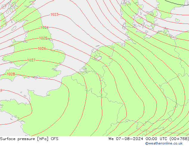 地面气压 CFS 星期三 07.08.2024 00 UTC