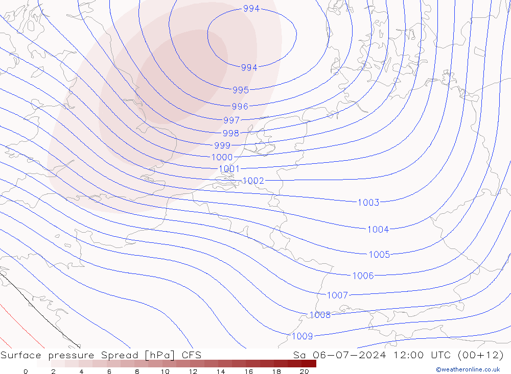 地面气压 Spread CFS 星期六 06.07.2024 12 UTC