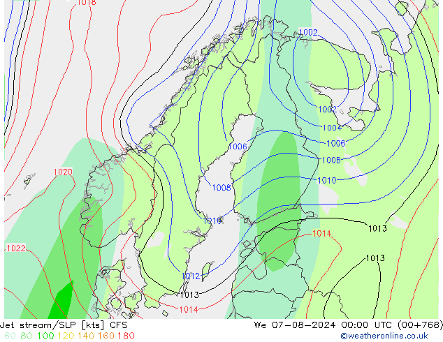 高速氣流/地面气压 CFS 星期三 07.08.2024 00 UTC