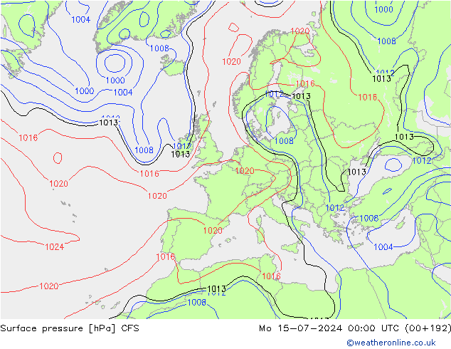 地面气压 CFS 星期一 15.07.2024 00 UTC