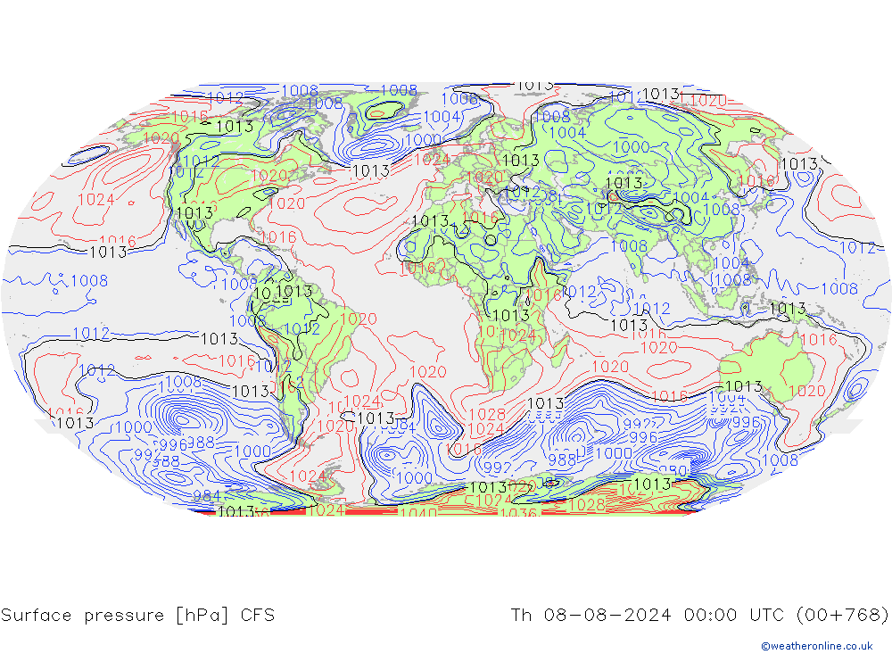 地面气压 CFS 星期四 08.08.2024 00 UTC