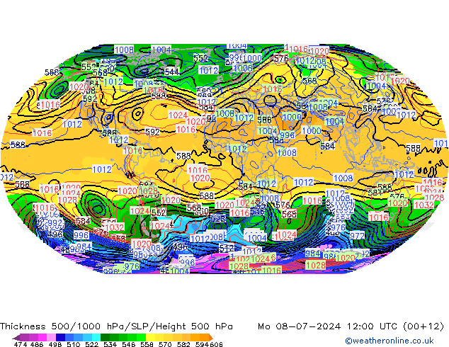 Thck 500-1000hPa CFS 星期一 08.07.2024 12 UTC