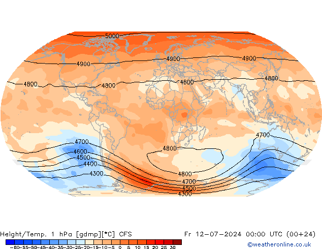 Hoogte/Temp. 1 hPa CFS vr 12.07.2024 00 UTC