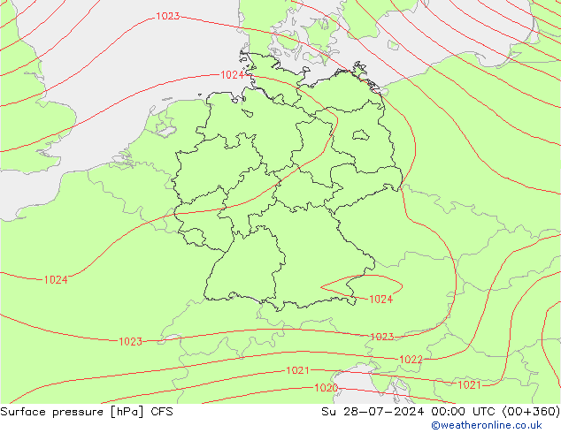 Luchtdruk (Grond) CFS zo 28.07.2024 00 UTC