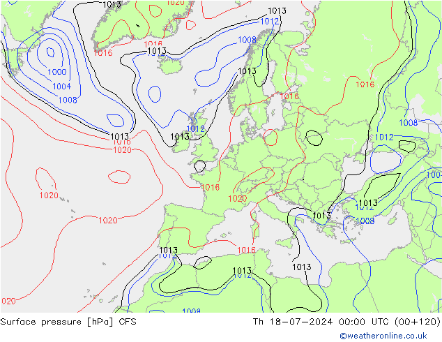 地面气压 CFS 星期四 18.07.2024 00 UTC