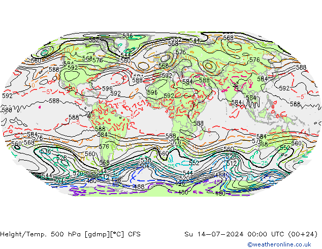 Hoogte/Temp. 500 hPa CFS zo 14.07.2024 00 UTC