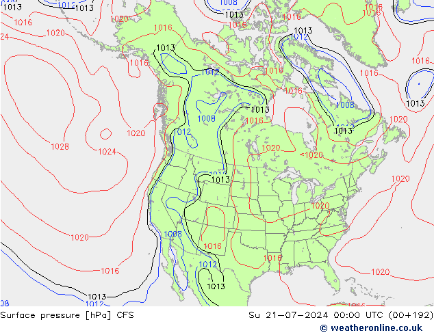 地面气压 CFS 星期日 21.07.2024 00 UTC