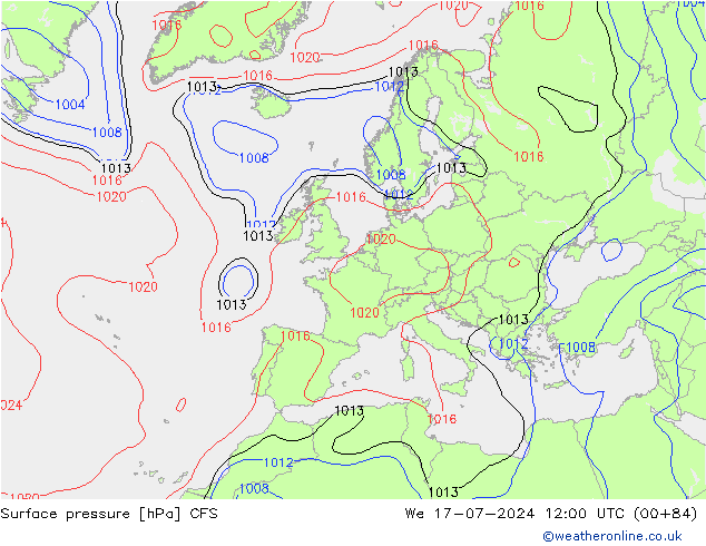 Luchtdruk (Grond) CFS wo 17.07.2024 12 UTC