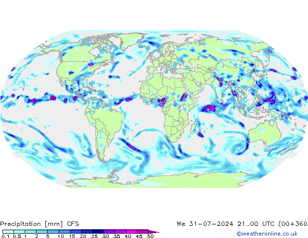Neerslag CFS wo 31.07.2024 00 UTC