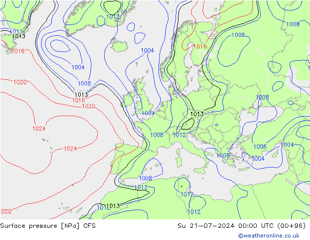 Luchtdruk (Grond) CFS zo 21.07.2024 00 UTC