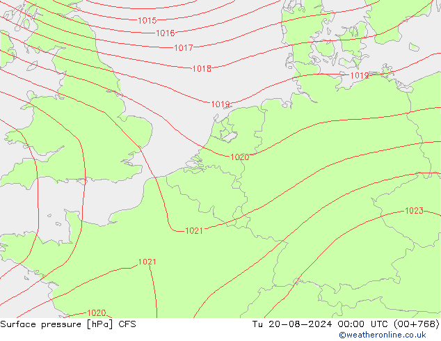 Luchtdruk (Grond) CFS di 20.08.2024 00 UTC