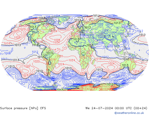 地面气压 CFS 星期三 24.07.2024 00 UTC