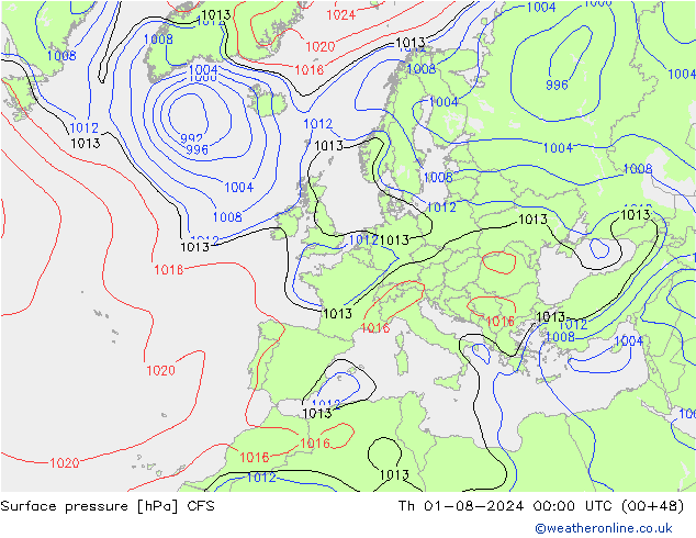 Luchtdruk (Grond) CFS do 01.08.2024 00 UTC