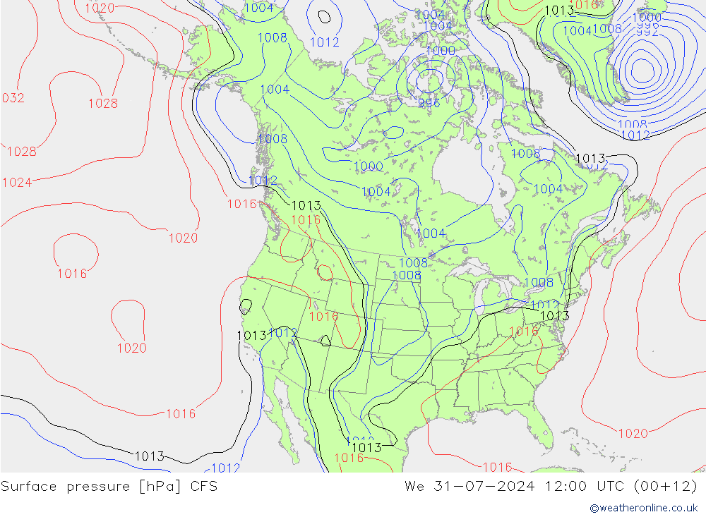 Luchtdruk (Grond) CFS wo 31.07.2024 12 UTC