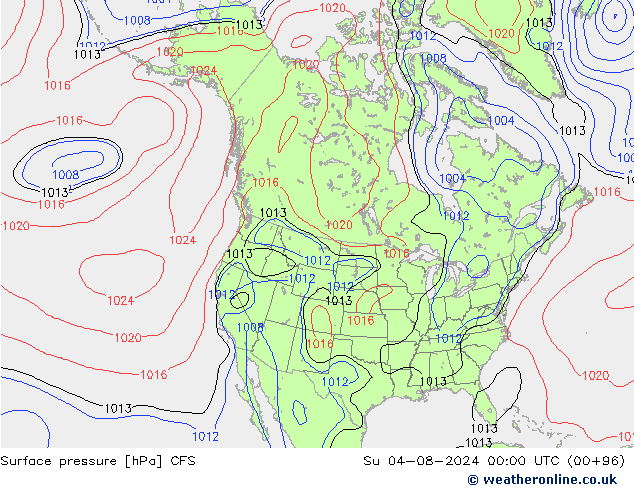 地面气压 CFS 星期日 04.08.2024 00 UTC