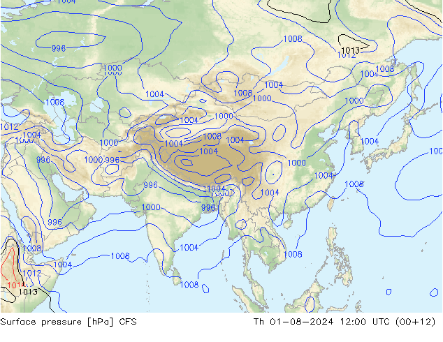 Luchtdruk (Grond) CFS do 01.08.2024 12 UTC