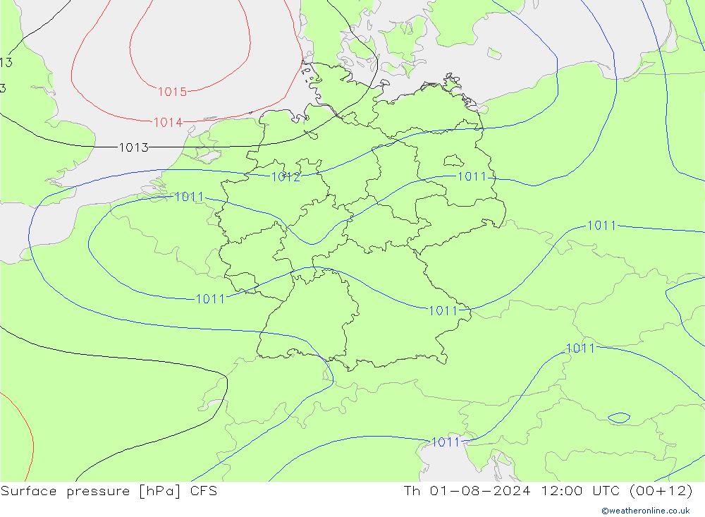 Luchtdruk (Grond) CFS do 01.08.2024 12 UTC