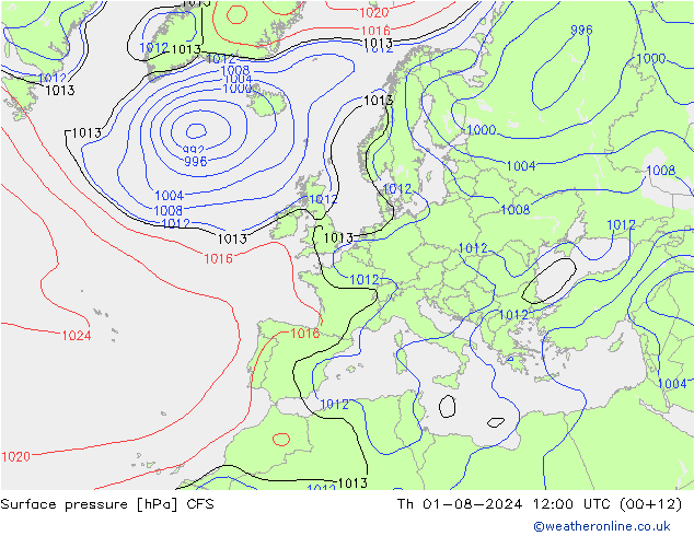 地面气压 CFS 星期四 01.08.2024 12 UTC
