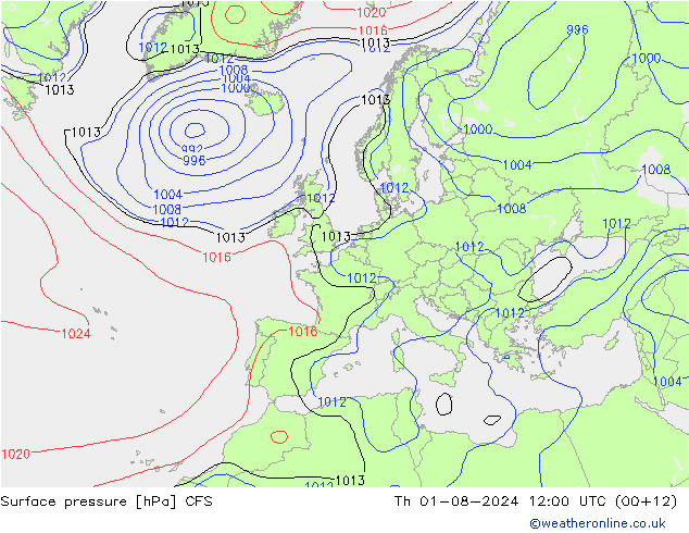 Luchtdruk (Grond) CFS do 01.08.2024 12 UTC