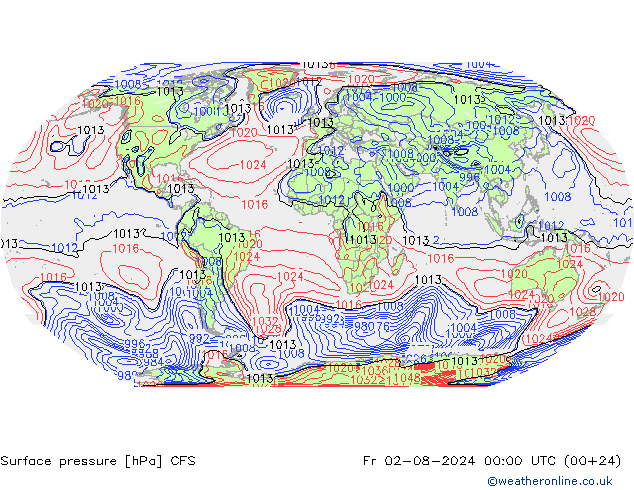 地面气压 CFS 星期五 02.08.2024 00 UTC