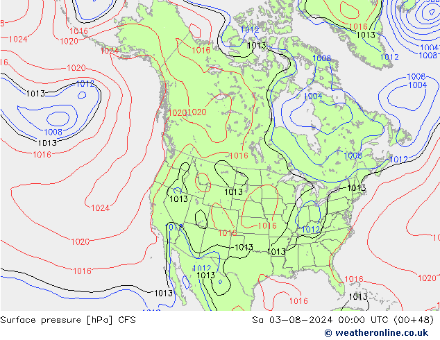 地面气压 CFS 星期六 03.08.2024 00 UTC