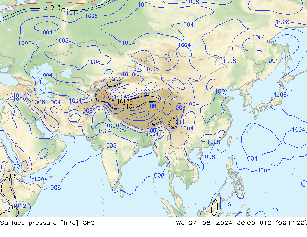 Luchtdruk (Grond) CFS wo 07.08.2024 00 UTC