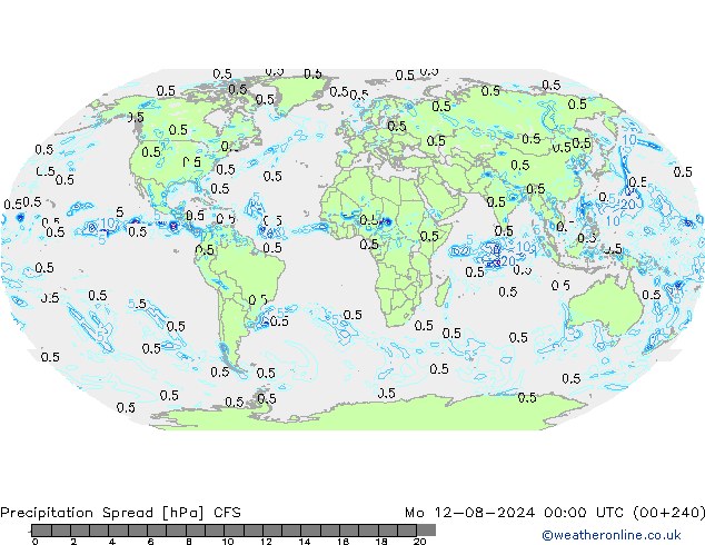 降水 Spread CFS 星期一 12.08.2024 00 UTC