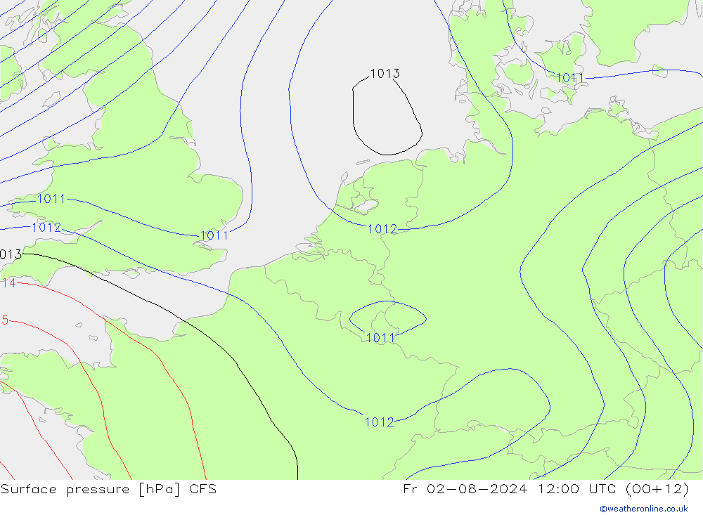 Luchtdruk (Grond) CFS vr 02.08.2024 12 UTC