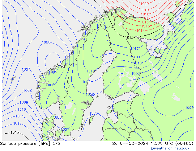 地面气压 CFS 星期日 04.08.2024 12 UTC
