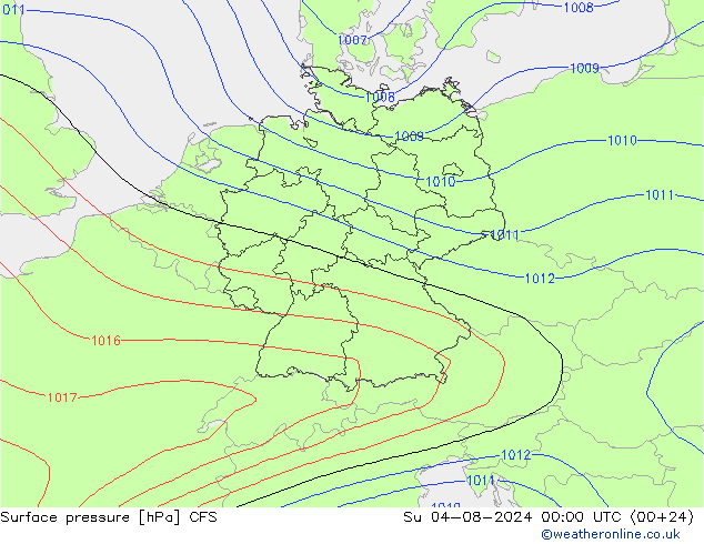 地面气压 CFS 星期日 04.08.2024 00 UTC