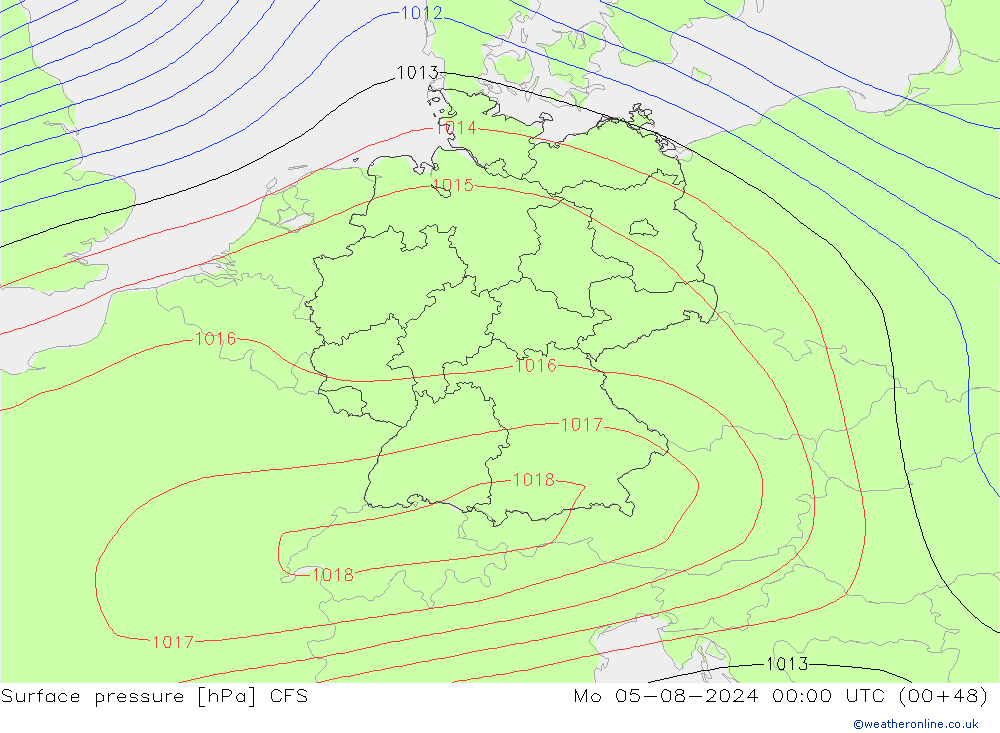 Luchtdruk (Grond) CFS ma 05.08.2024 00 UTC