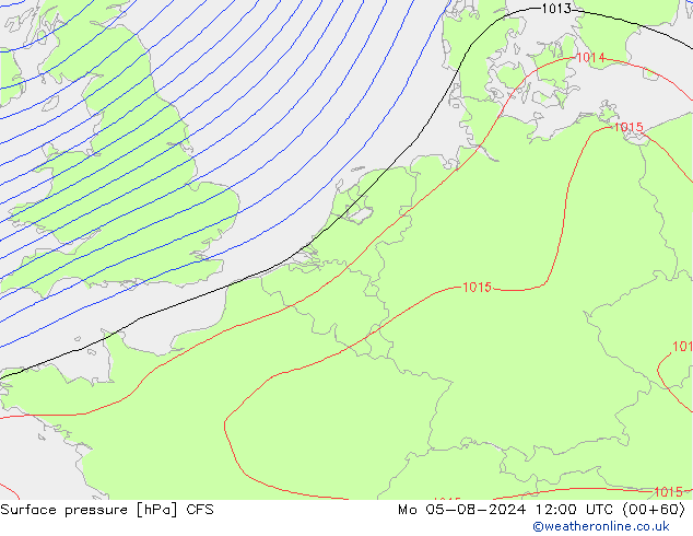 Luchtdruk (Grond) CFS ma 05.08.2024 12 UTC