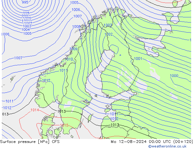 Luchtdruk (Grond) CFS ma 12.08.2024 00 UTC