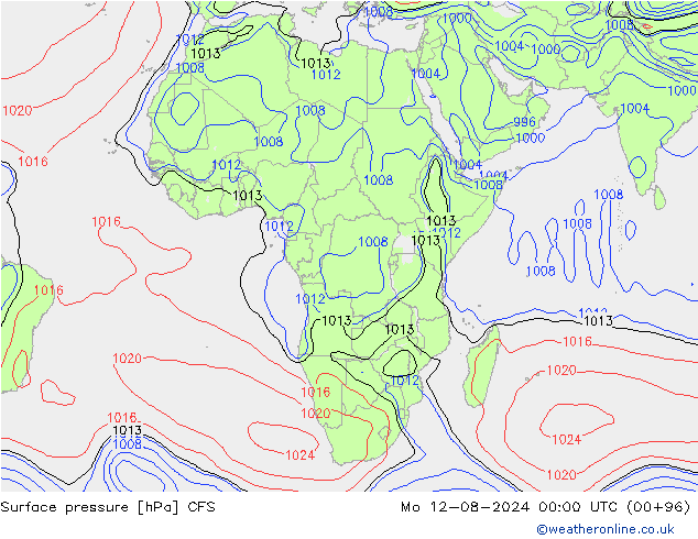 Luchtdruk (Grond) CFS ma 12.08.2024 00 UTC